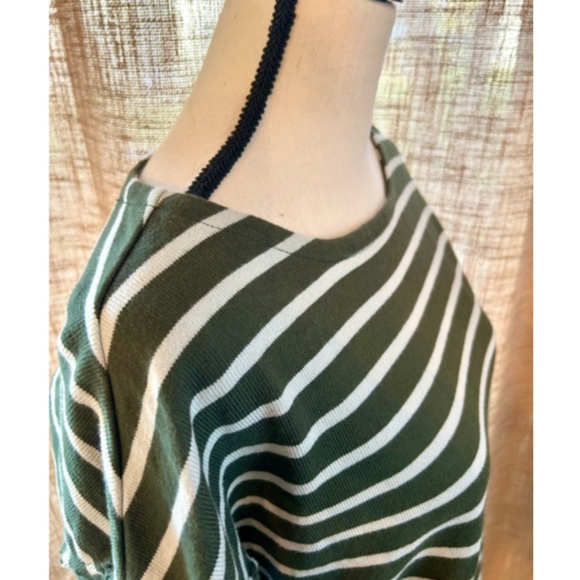 MADEWELL | Luxe Long Sleeve Tee Casler Stripe Green Off White Knit Top - Picture 3 of 6